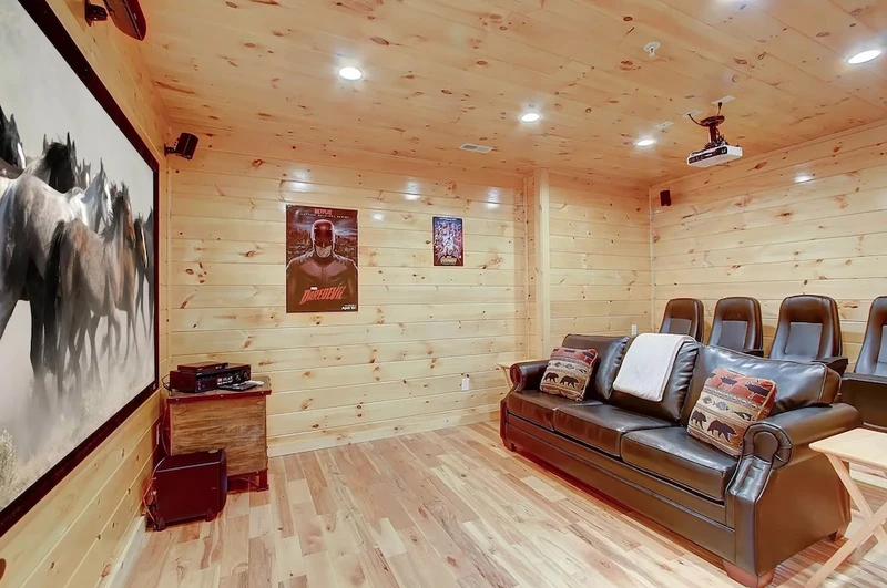 mountain lookout lodge is one of our gatlinburg cabins with theater rooms
