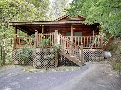 outside of a secluded pet friendly cabin in gatlinburg