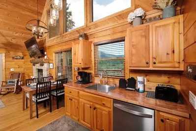 kitchen at a smoky mountain cabin rental