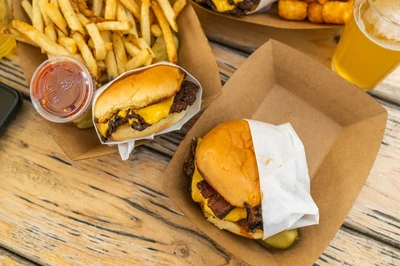 smash burger and fries